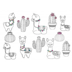 Stickserie - Lama Line Art